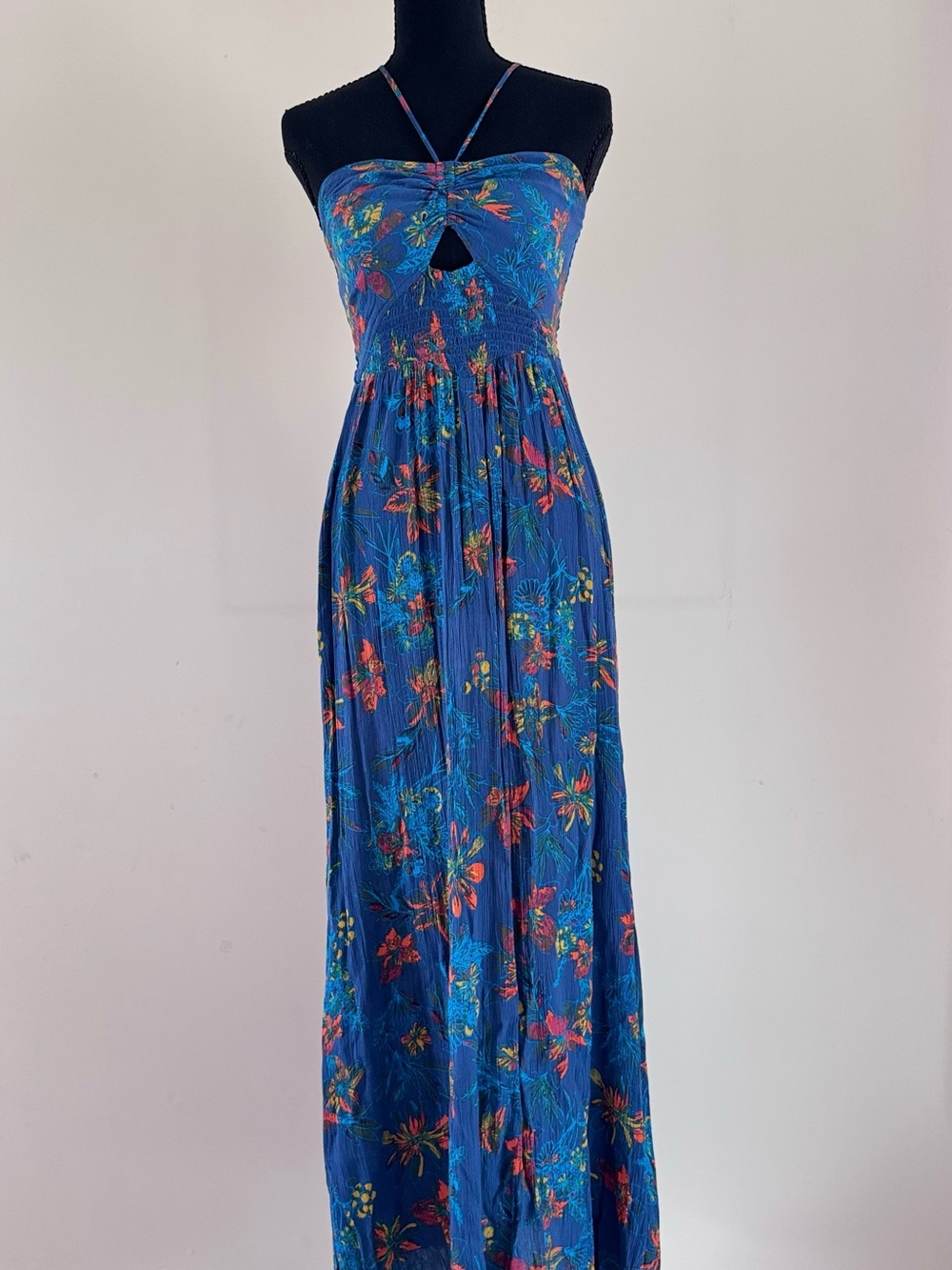Intimately Free People Tropical Blue Floral Strapless Maxi Dress